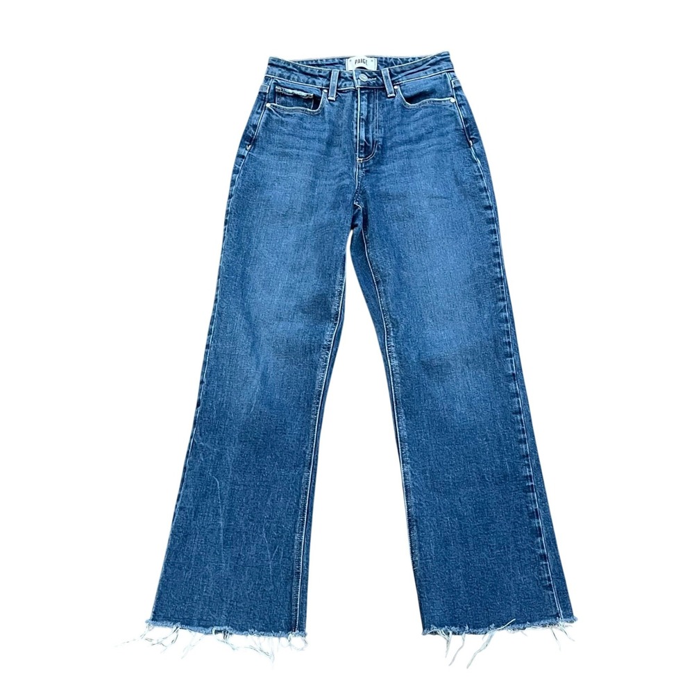 PAIGE Amour Straight Jeans Gracie Lou Blue Denim Women's 25‎ Cropped Raw Hem